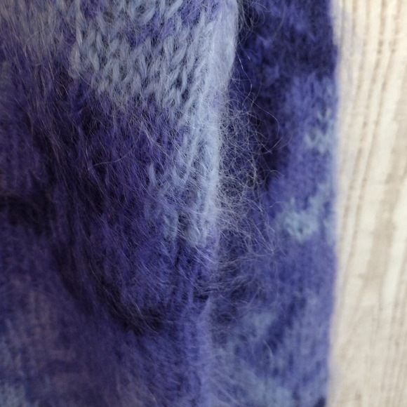 Talbots | Vintage Purple Soft & Fuzzy Mohair-Blend Hand-Knit Cardigan Sweater - Picture 10 of 14